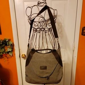 THREADED PEAR - CANVAS/LEATHER TOTE PURSE - KHAKI